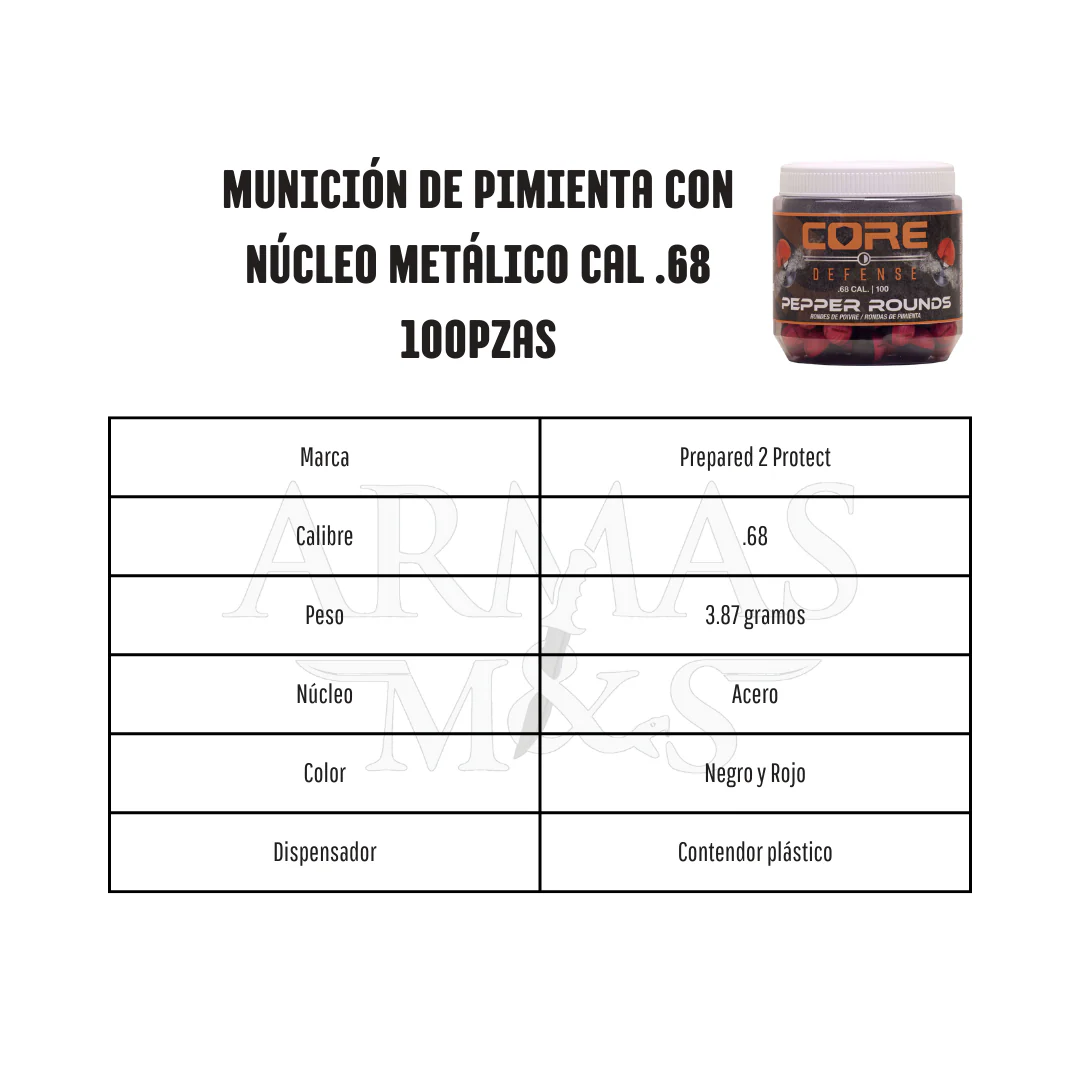Munición Cal .68 de Pimienta con Núcleo Metálico | 100pzas - Image 7