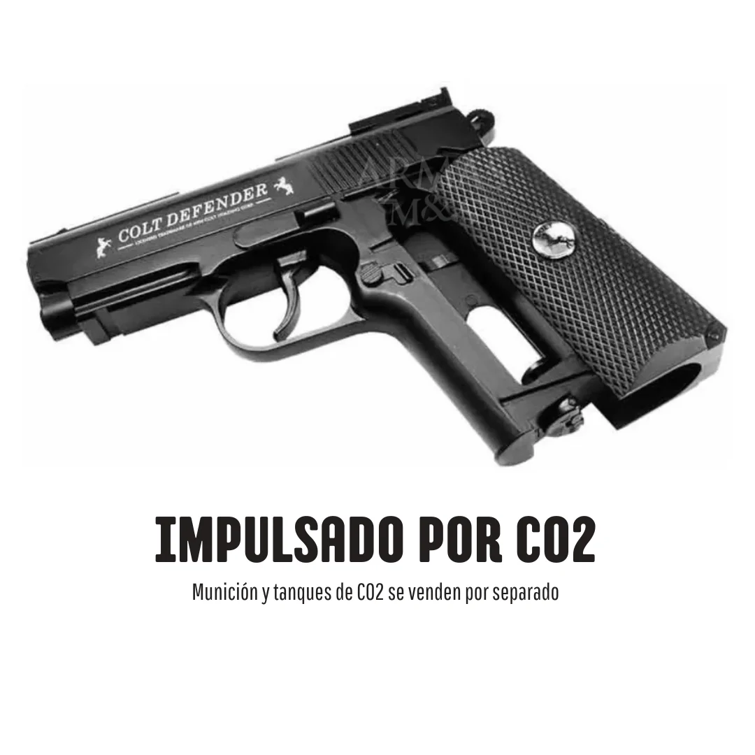 Pistola COLT DEFENDER Negra CO2 BB Cal. .177 4.5mm 410fps - Image 10