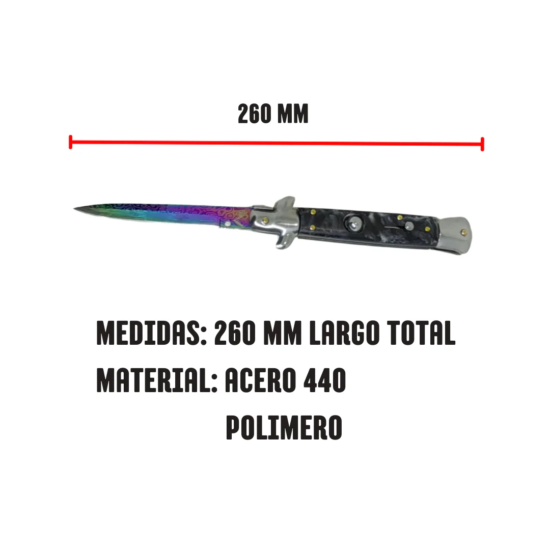 Navaja Stiletto Clásica Automática Tornasol Mictlán - Image 20