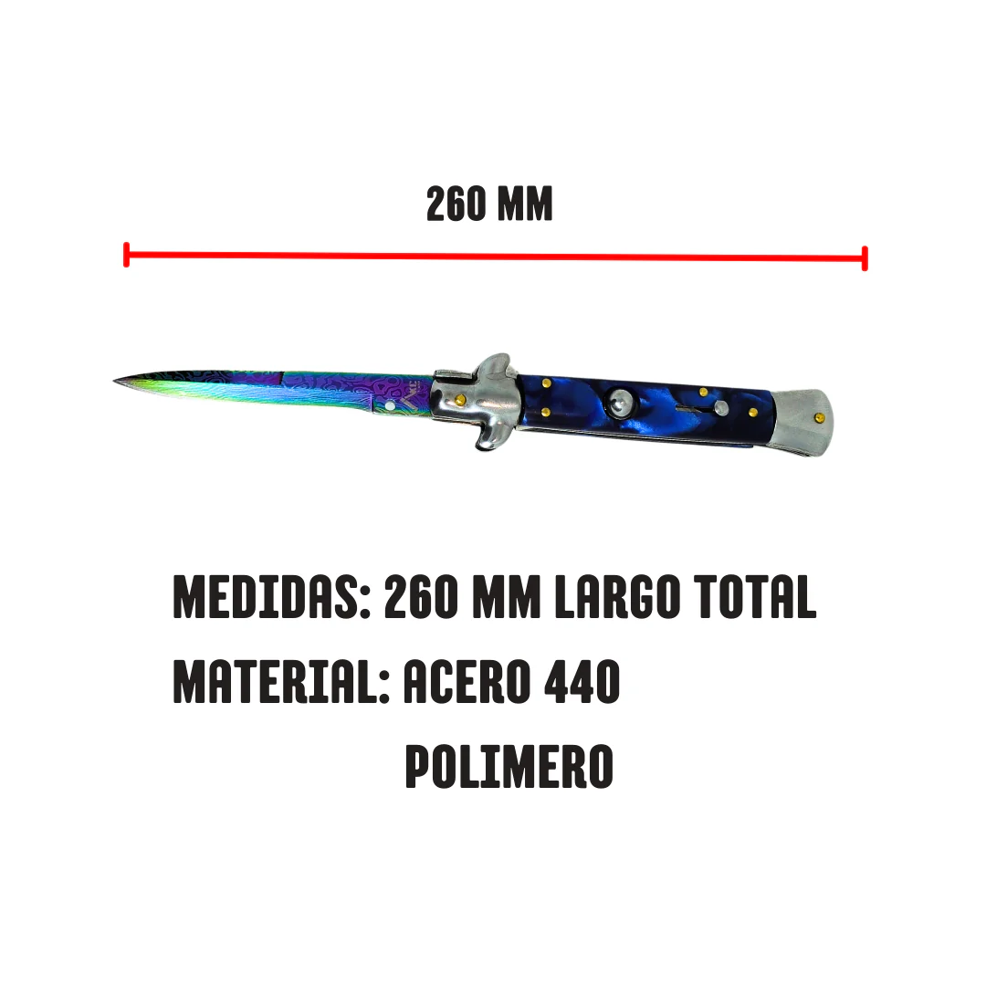 Navaja Stiletto Clásica Automática Tornasol Mictlán - Image 5