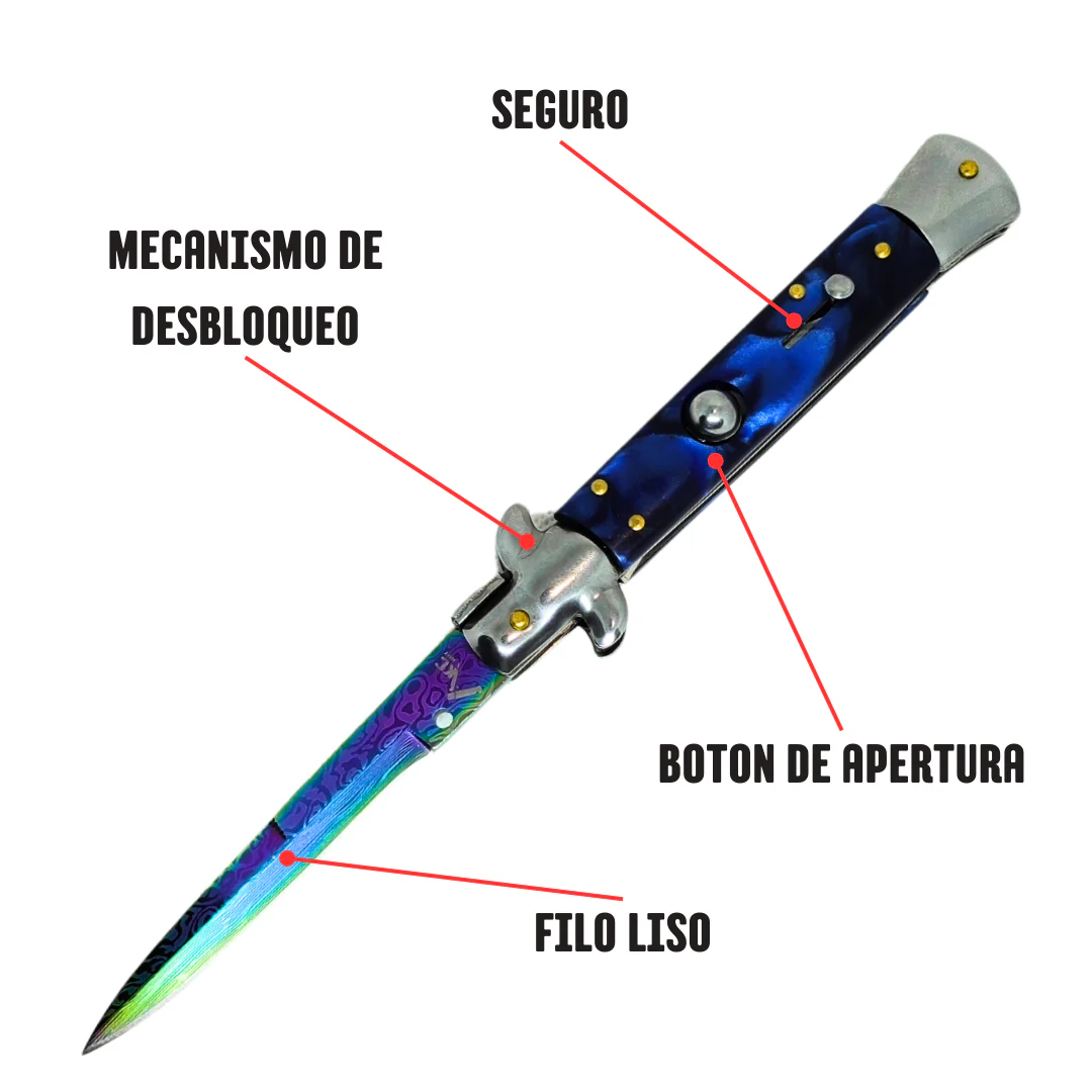 Navaja Stiletto Clásica Automática Tornasol Mictlán - Image 6